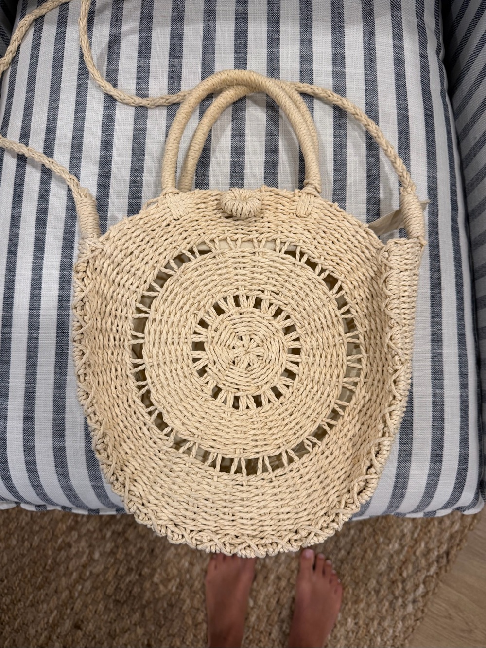 FROM CAPRI, ITALY: Handwoven Round Straw Tote Bag